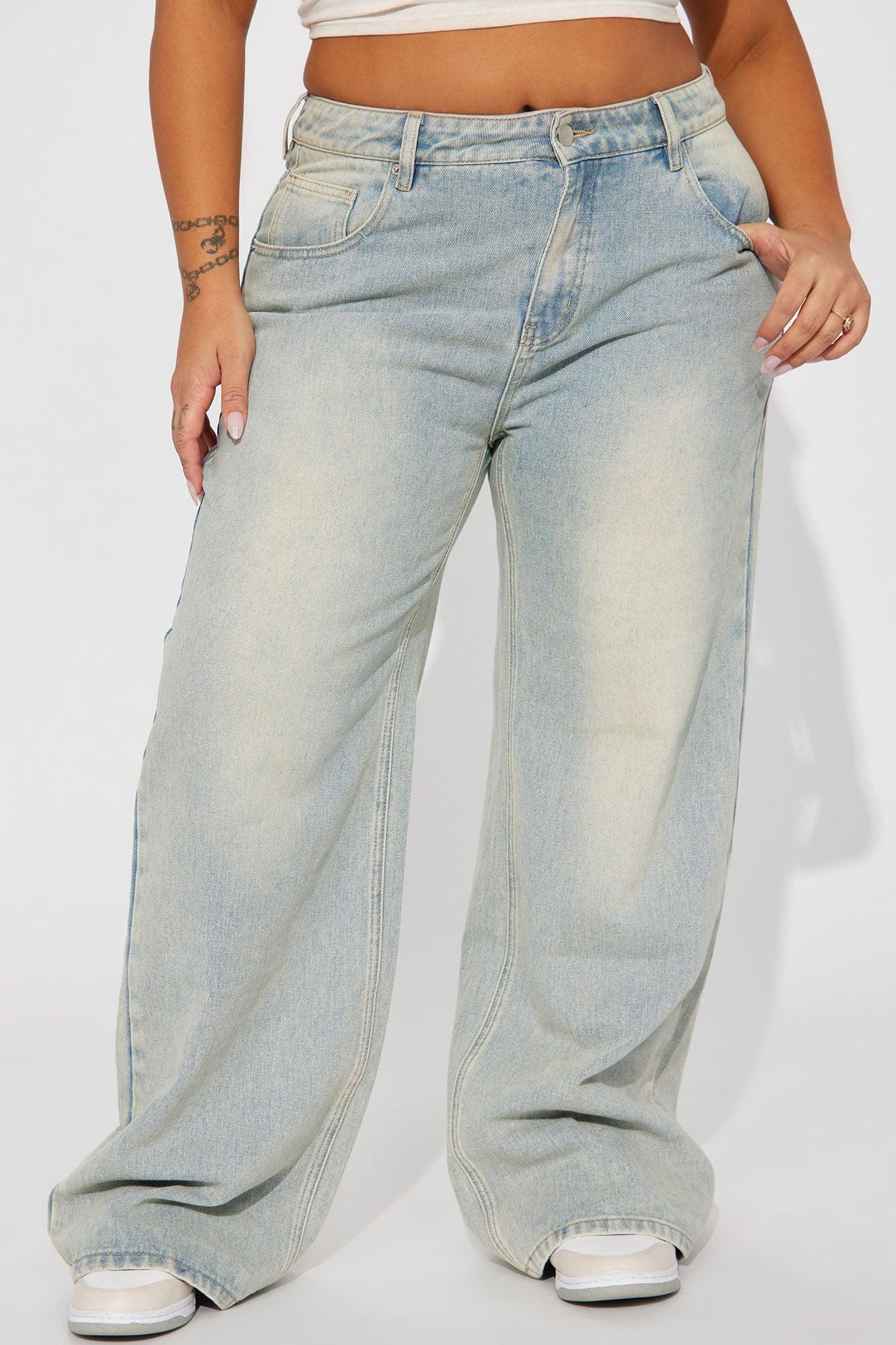 Peace Of Mind Tinted Baggy Jeans - Light Wash Product Image