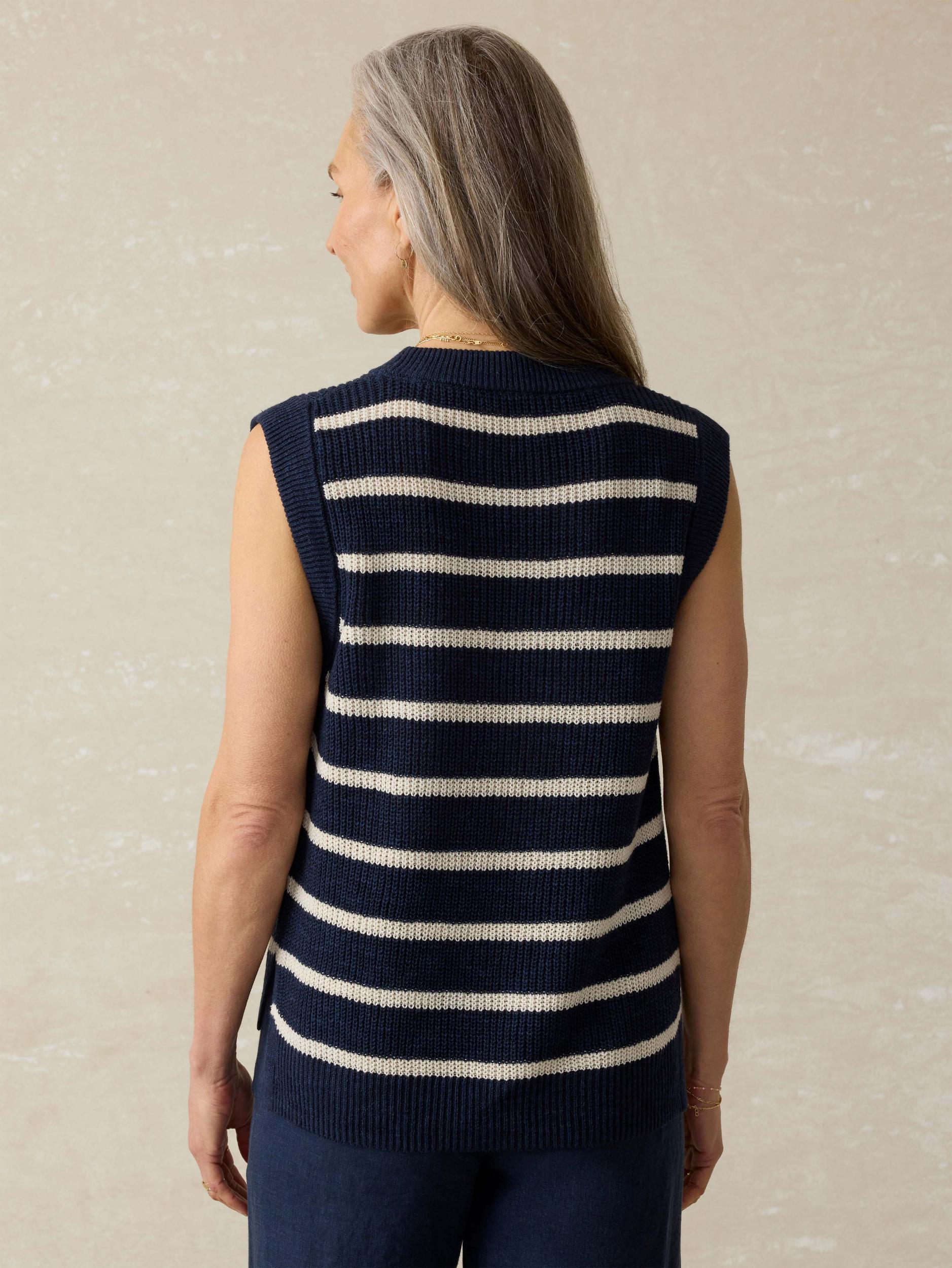 Miramar Linen Sweater Tank - North Sea Stripe Female Product Image