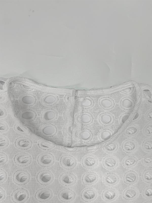 High-Low Loose Embroidered Solid Color Round-Neck Vest Top Product Image