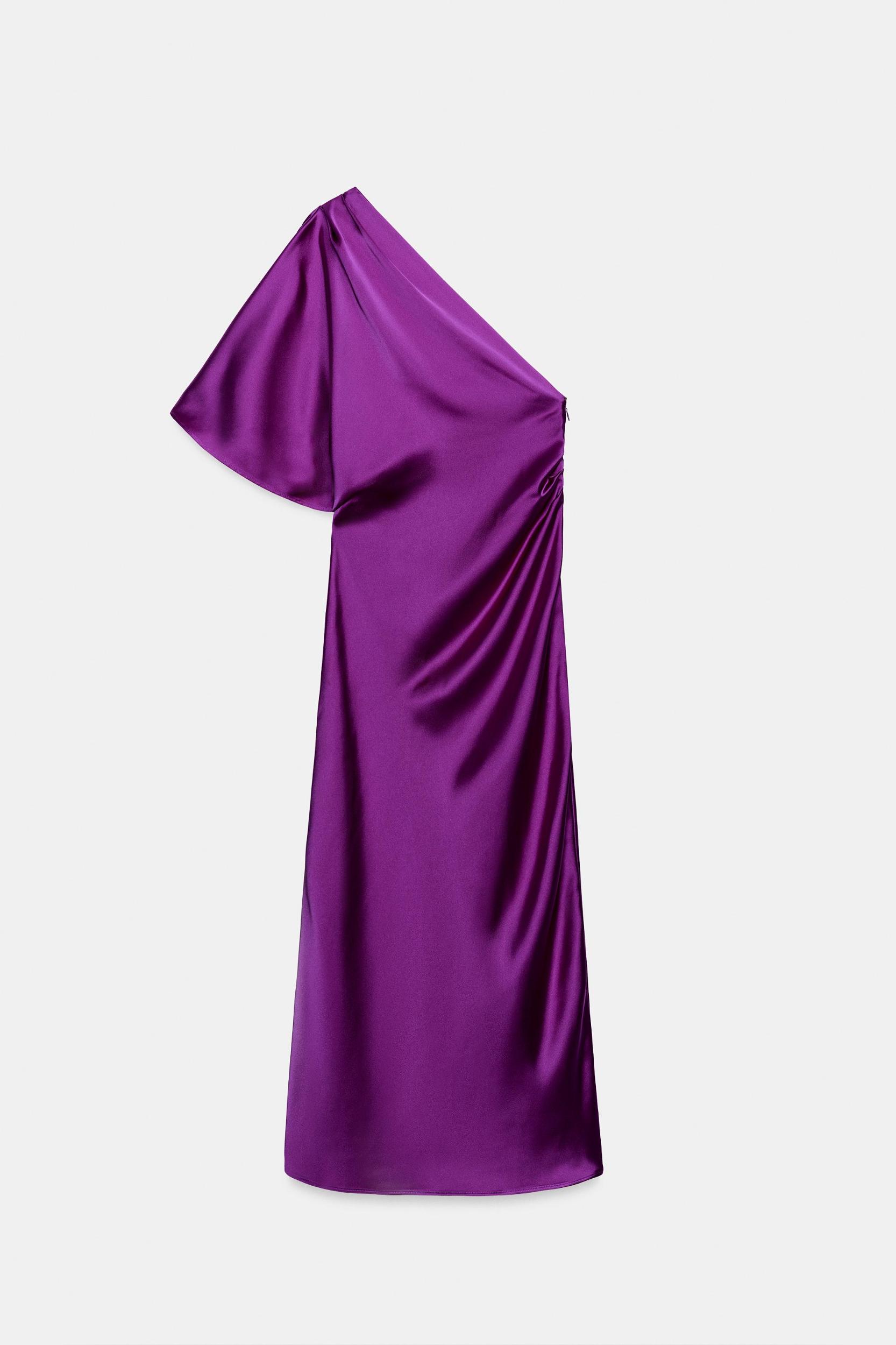 ASYMMETRIC SATIN MIDI DRESS Product Image