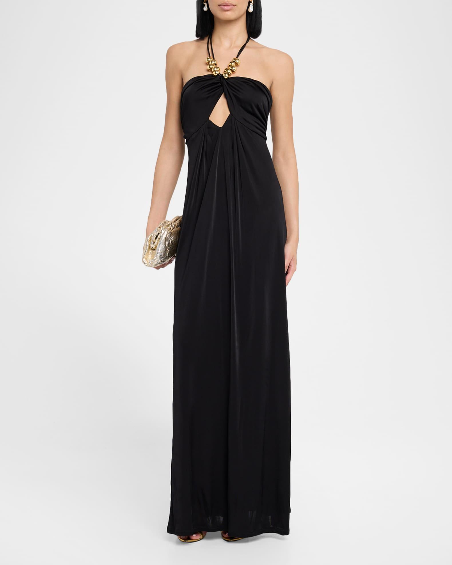 Camryn Cutout Bead-Embellished Halter Gown Product Image