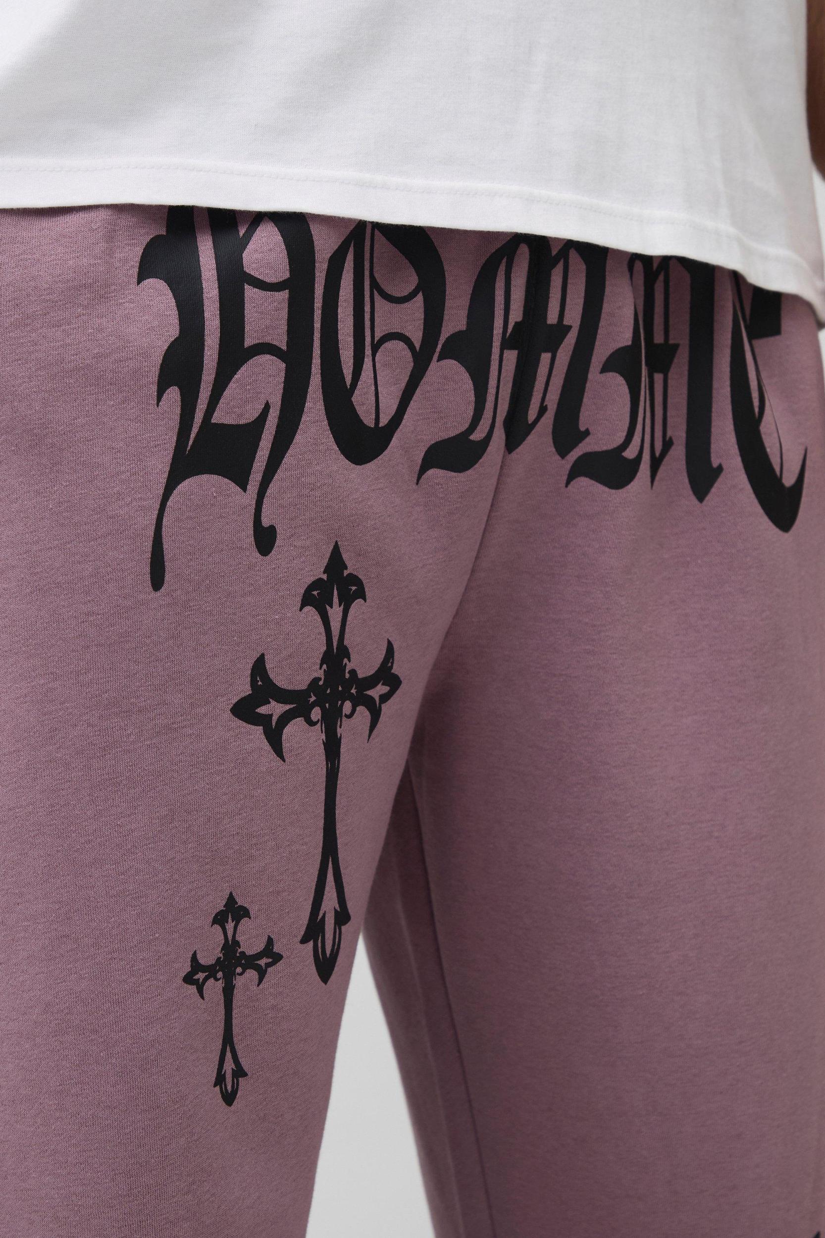 Plus Homme Cross Print Oversized Sweatpants | boohooMAN USA Product Image