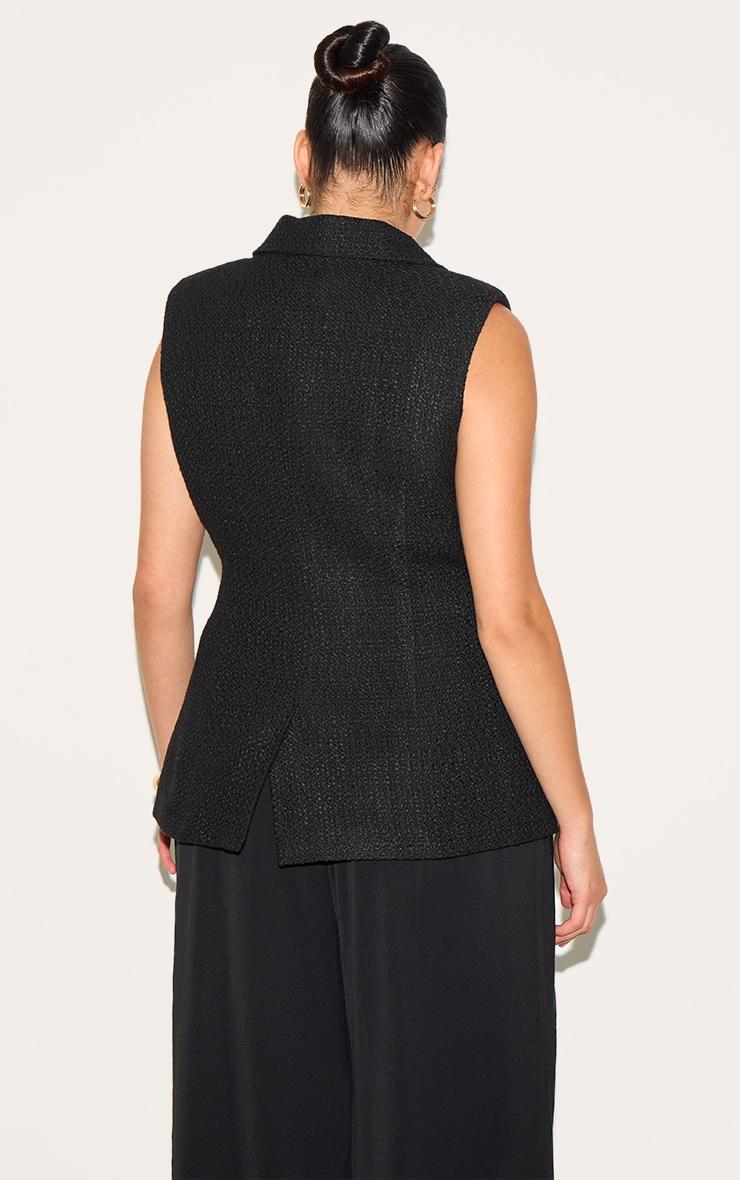 Plus Black Tweed Double Breasted Vest Product Image