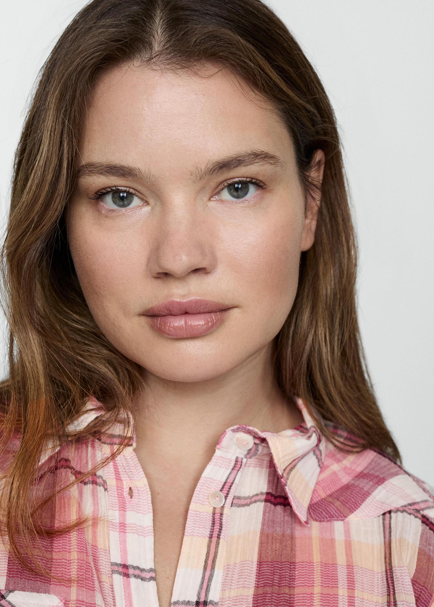 Check cotton shirt - Women | MANGO USA Product Image