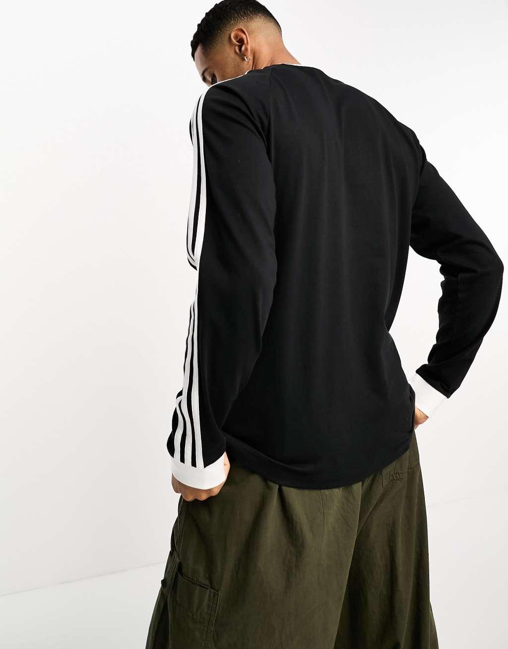 adidas Originals Adicolor 3-Stripes long sleeve T-shirt in black Product Image