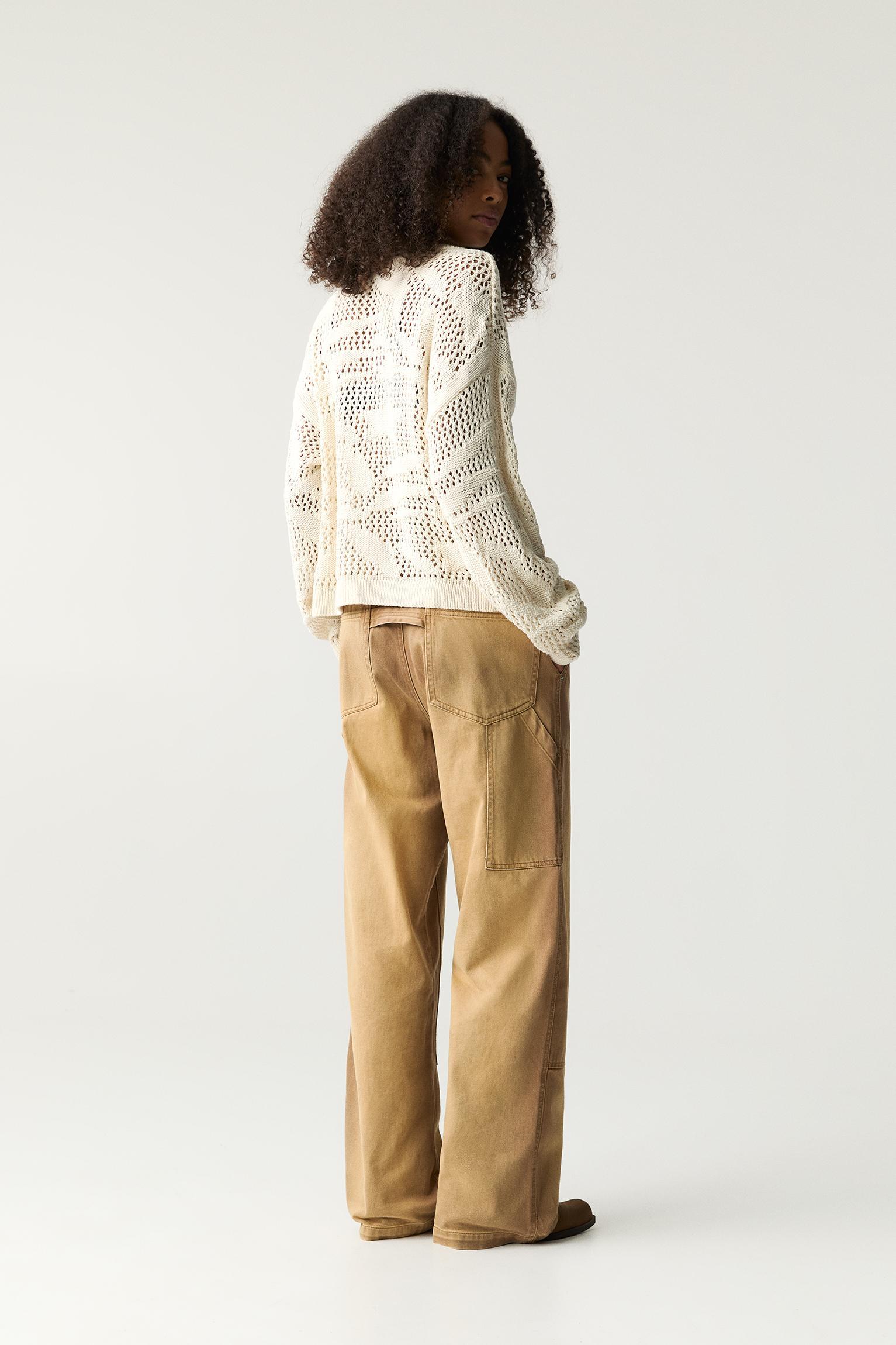 Open knit floral sweater Product Image