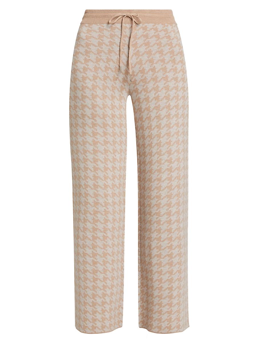 Womens Houndstooth High-Rise Straight-Leg Pants Product Image