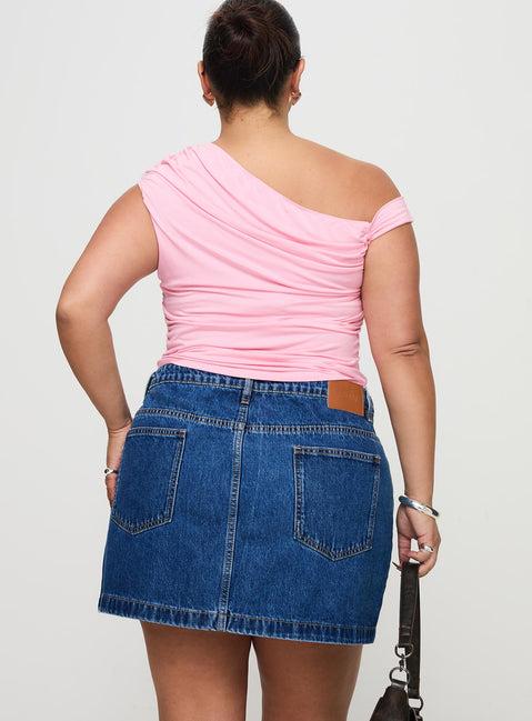 Nickei Denim Mini Skirt Mid Wash Curve Product Image