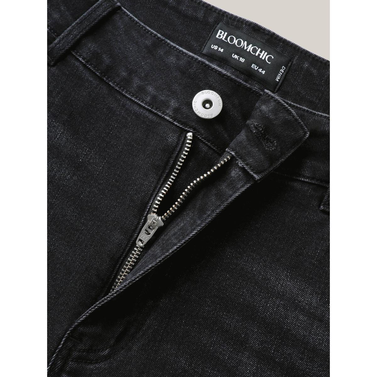 Plus Size 5 Pockets Stretch Skinny-Fit Jeans Women Denimcharcoal Medium stretch Slanted pocket Jeans BloomChic 16/1X Product Image