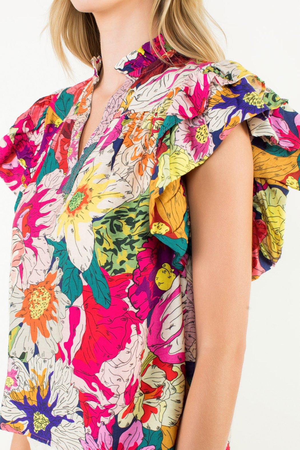 Flutter sleeve floral top Product Image