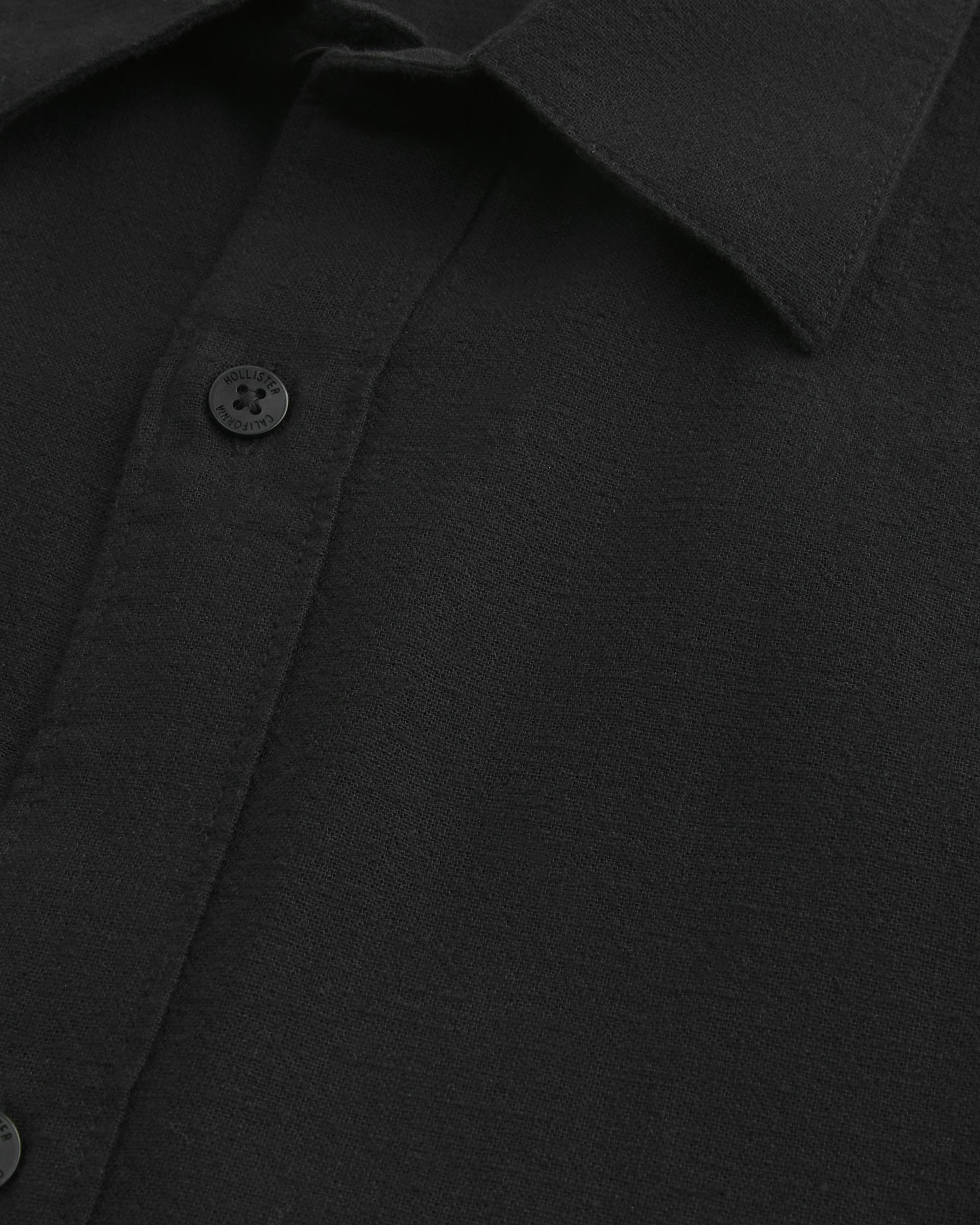 Linen-Blend Button-Through Shirt Product Image