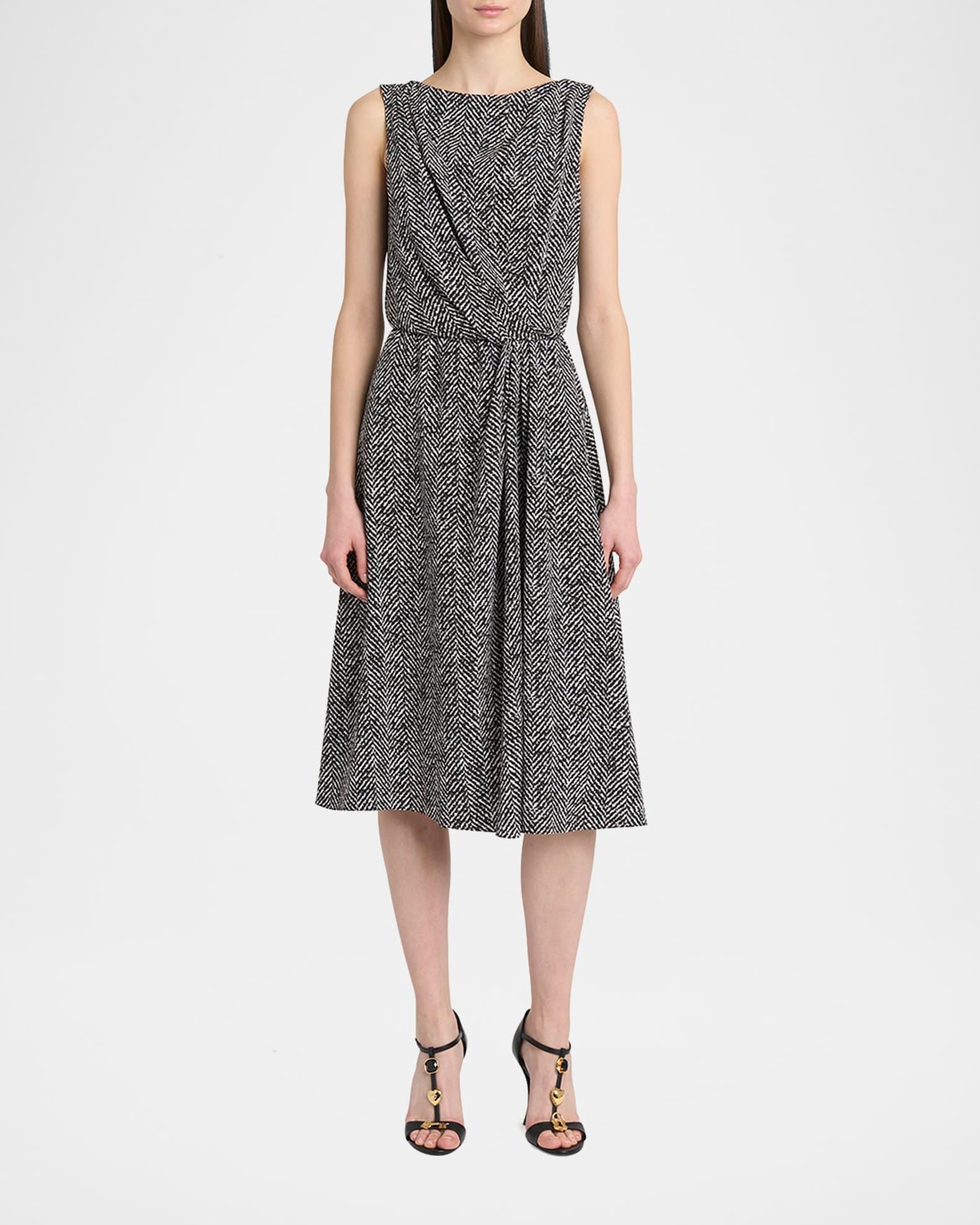Draped Chevron Crepe Midi Dress Product Image