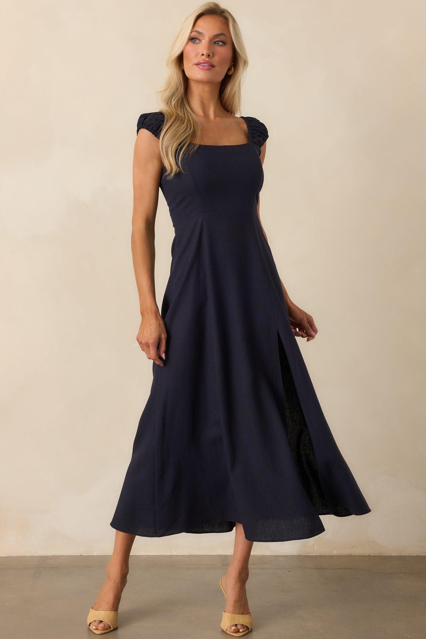 Radiant Reverie Navy Midi Dress Product Image