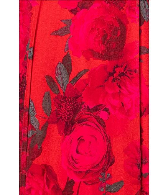 Betsy & Adam Plus Size V Neck Sleeveless A Line Chiffon Gown Product Image