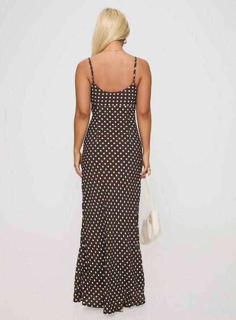 Jorjana Polka Maxi Dress Brown / White Product Image