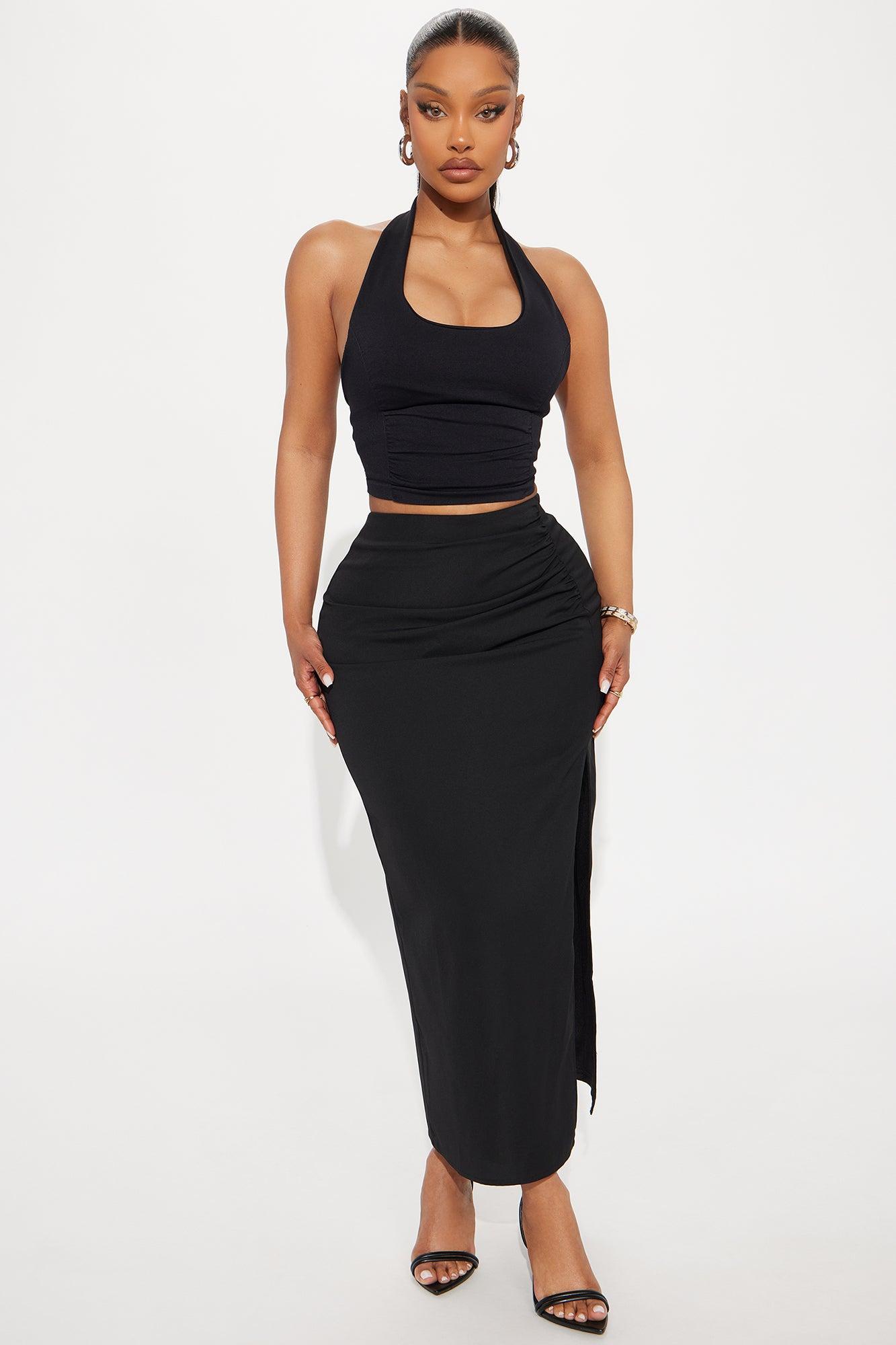 Grace Seamless Double Lined Halter Top - Black Product Image