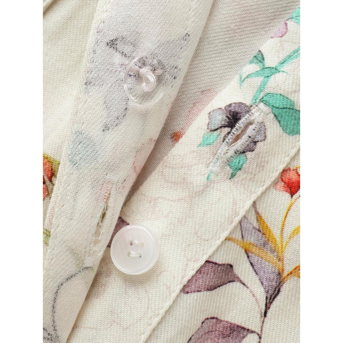 Plus Size Originalwhite Shirt Collar Floral Patched Pocket Blouse Women Elegant Long Sleeve Shirt collar Everyday Blouses BloomChic 30/6X Product Image