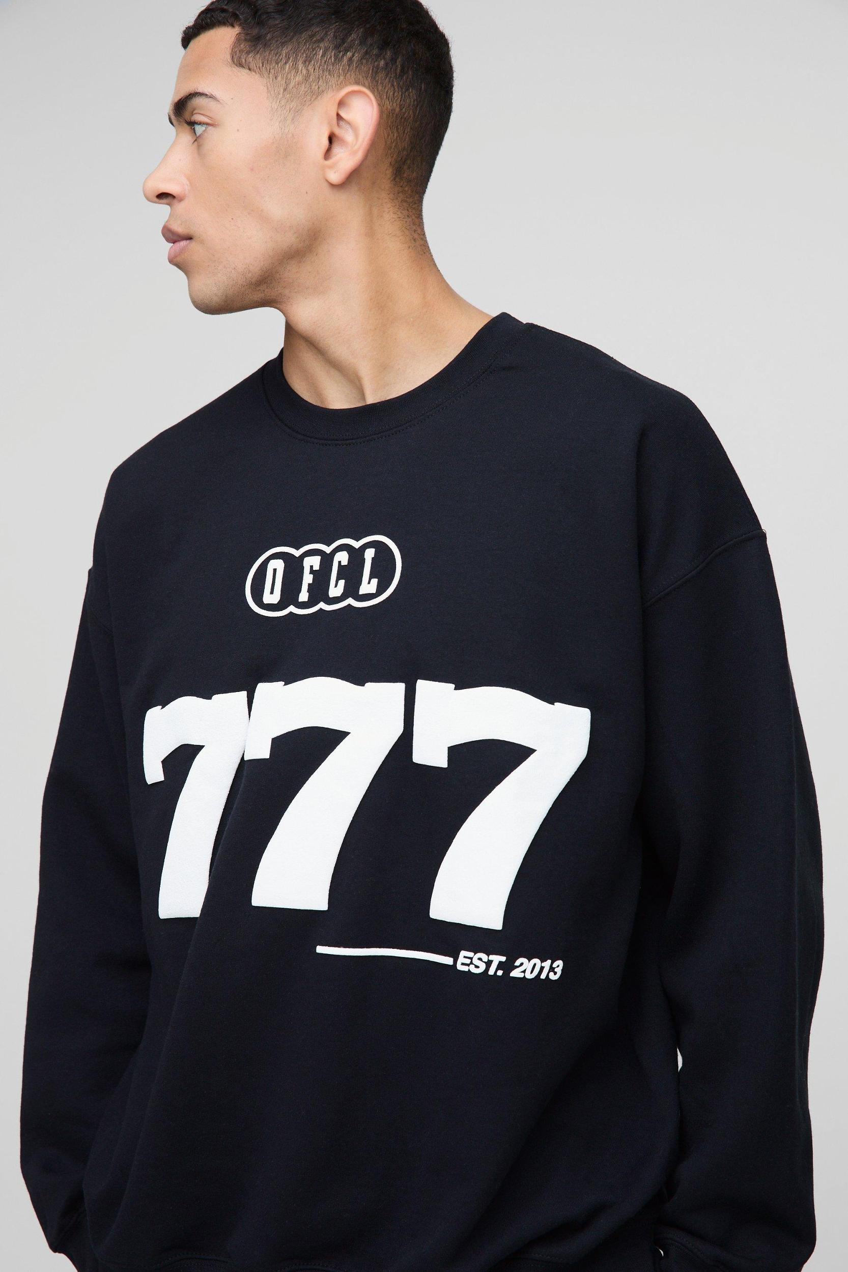 Oversized Puff Print Moto Sweatshirt | boohooMAN USA Product Image