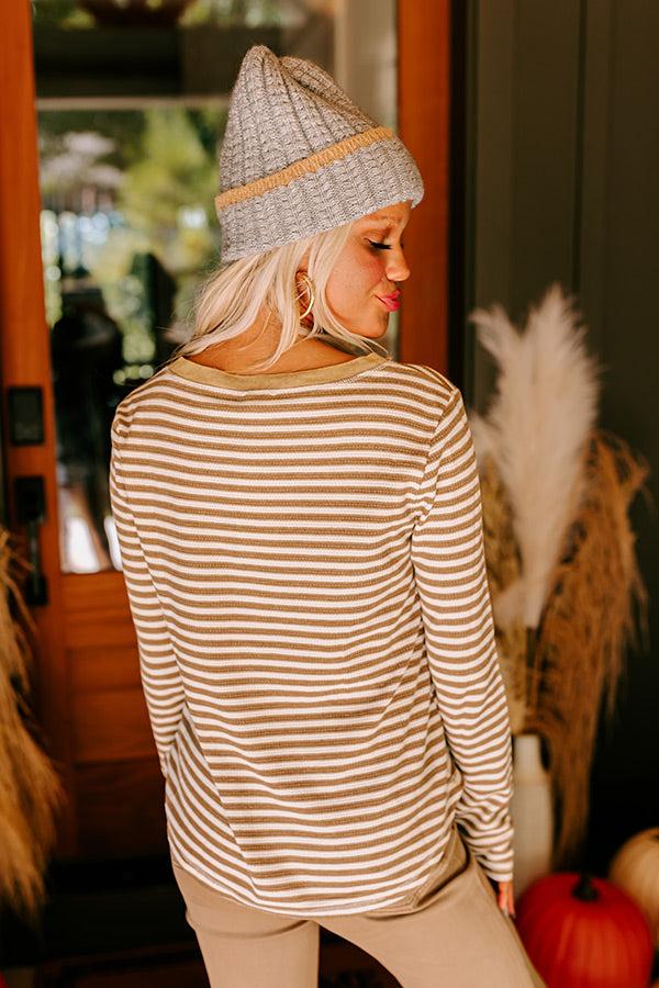 Sugar And Spice Waffle Knit Henley Top Product Image