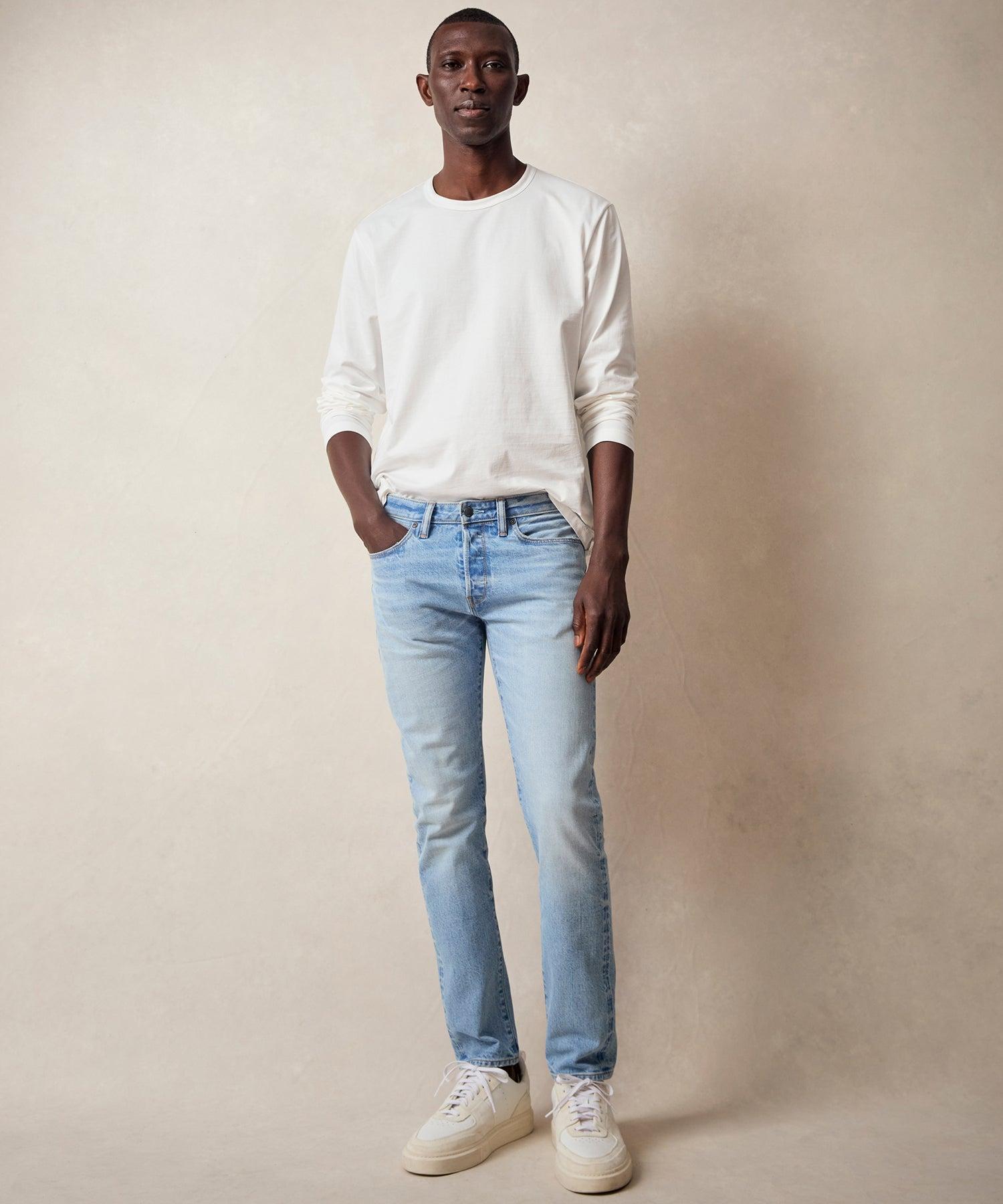 Slim Japanese Selvedge Stretch Jean in Light Indigo Product Image