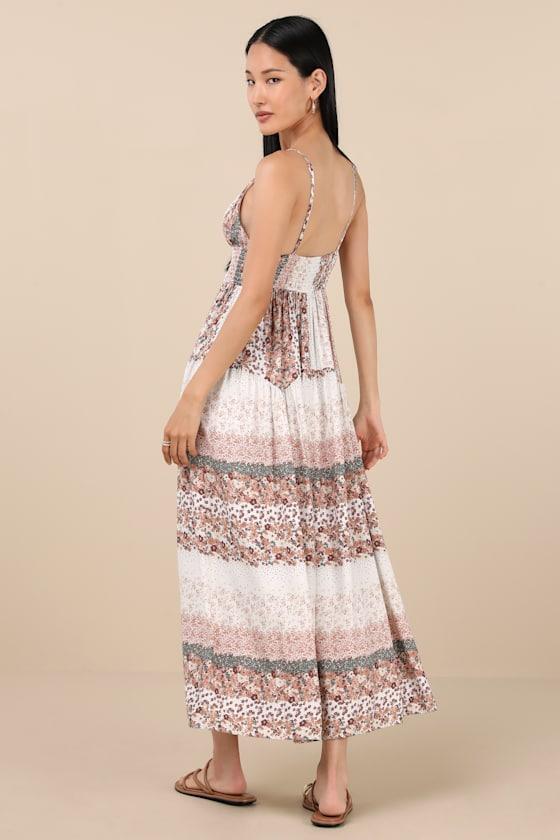 Aralline Ivory Boho Floral Sleeveless Maxi Dress Product Image