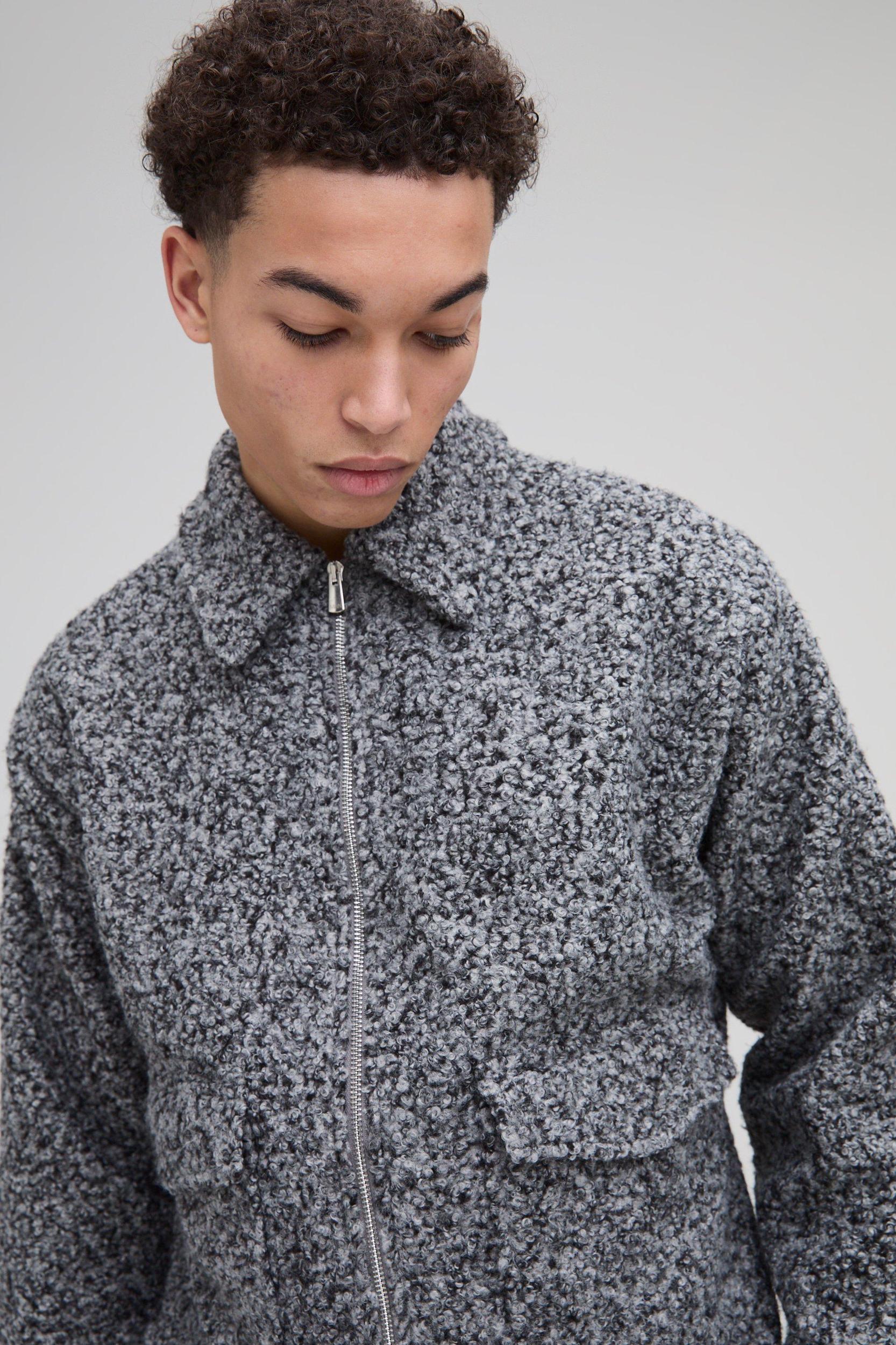 Oversized Boxy Boucle Harrington Jacket | boohooMAN USA Product Image