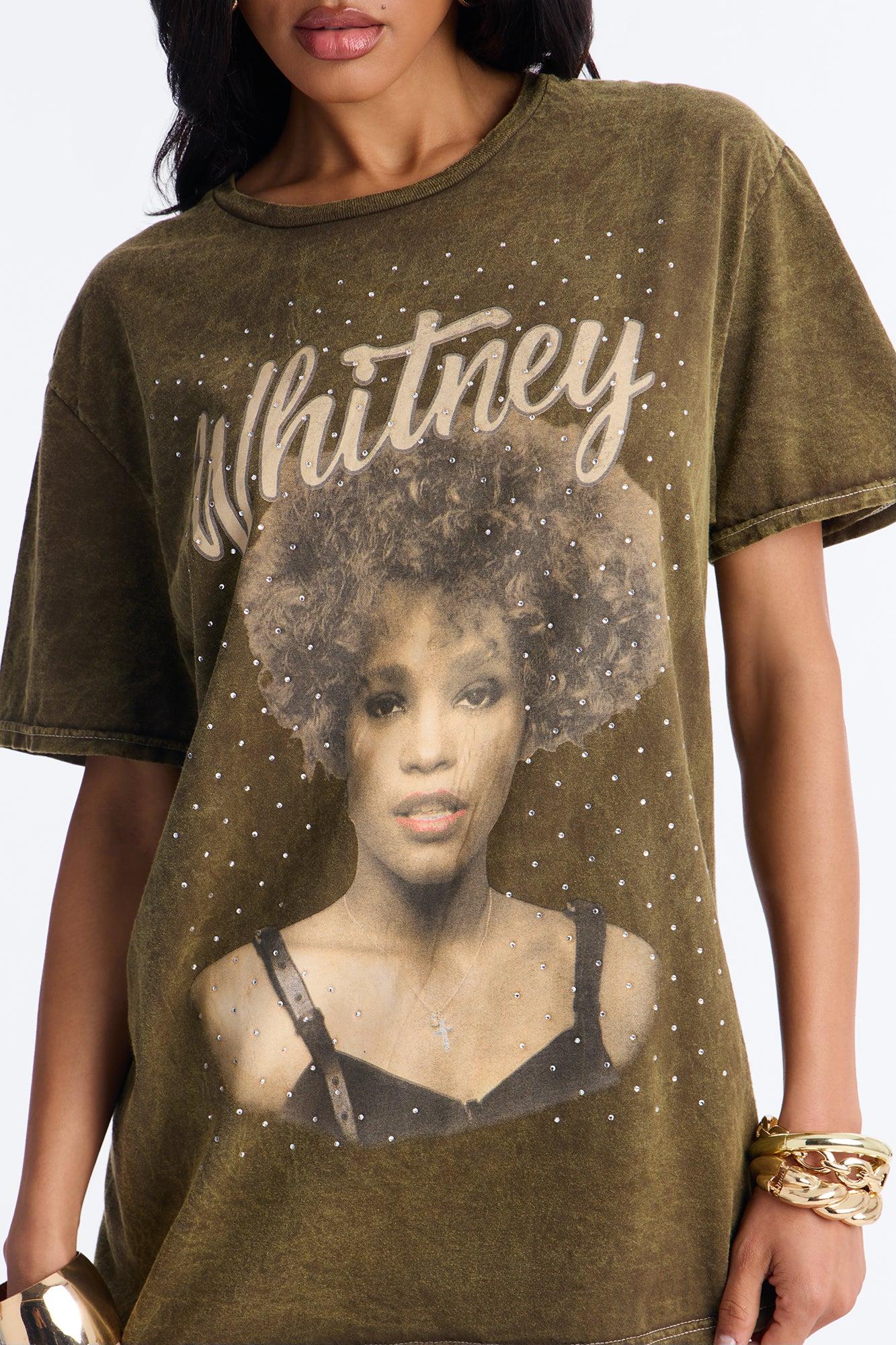 Whitney Washed Tee With Rhinestones - Brown Female Product Image