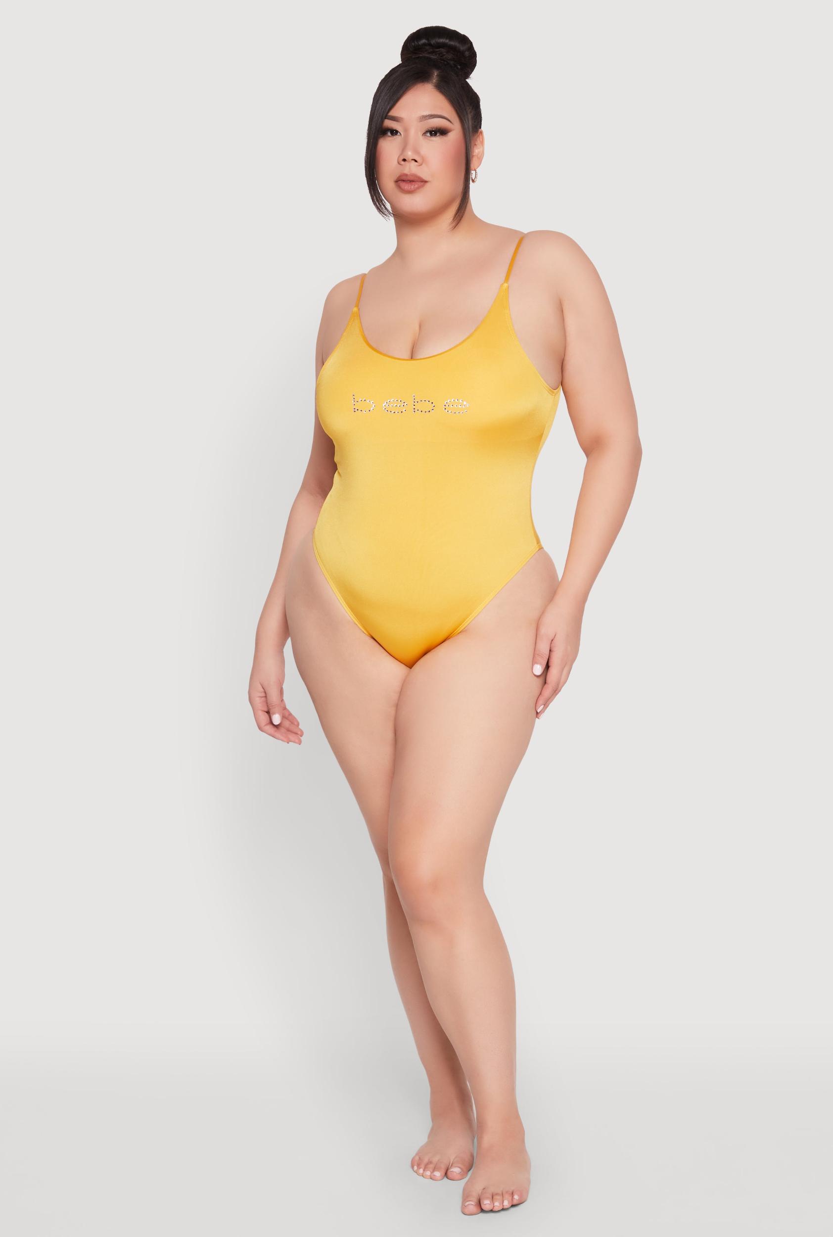 Womens Plus Size Bebe Rhinestone One Piece Swimsuit Product Image