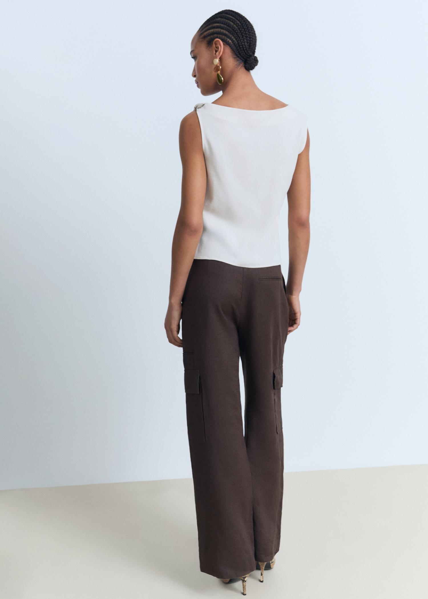 Asymmetrical draped top with straps - Women | MANGO USA Product Image