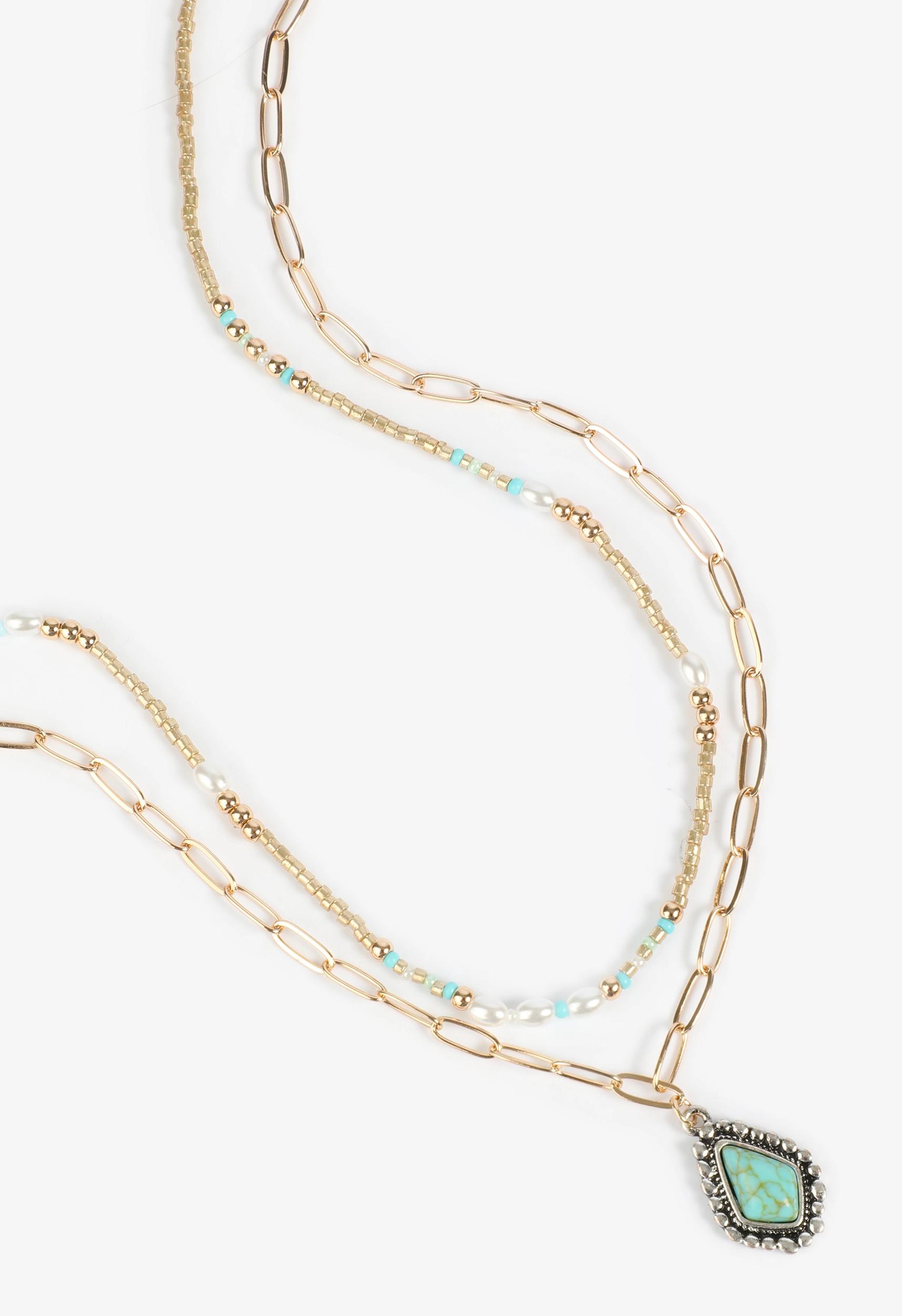Turquoise Beaded Layered Necklace Product Image