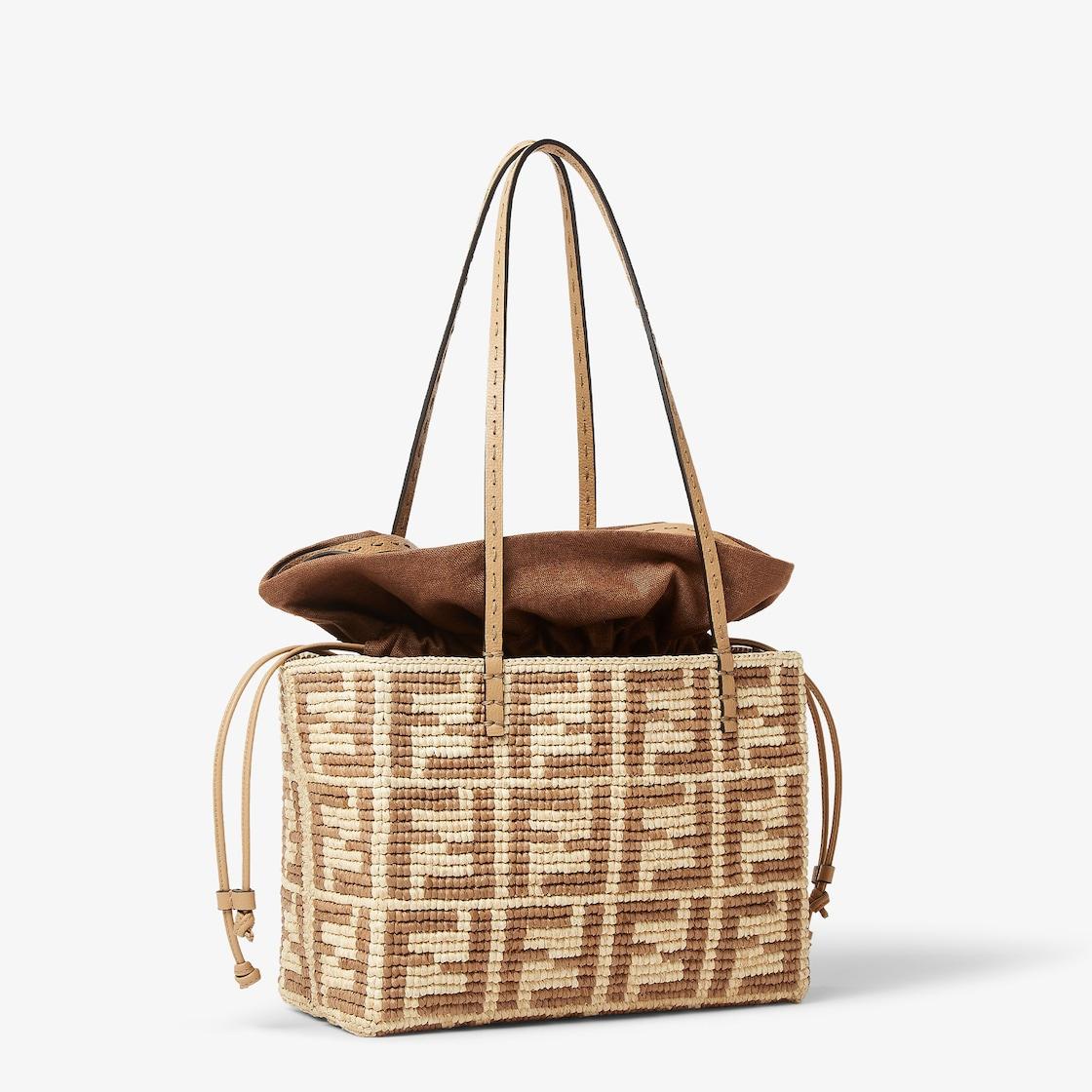 Small RollBeige FF raffia crochet shopper Product Image