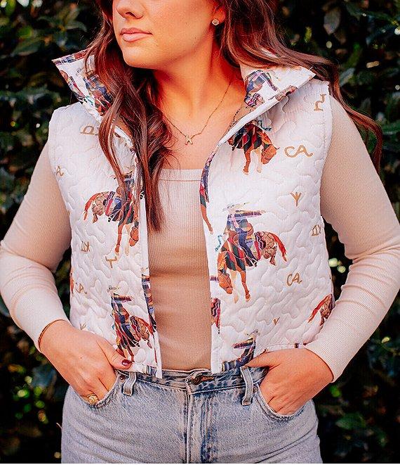Ida Mae Home Cowgirl Western Quilted Cropped Vest Product Image