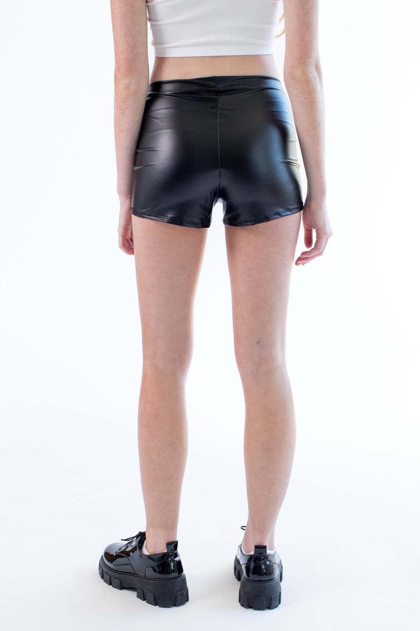 Black Pleather Zip Up Shorts Product Image