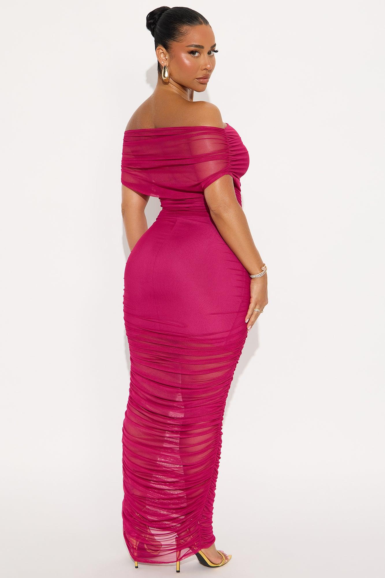 Obsessed With Me Ruched Maxi Dress - Magenta Female Product Image