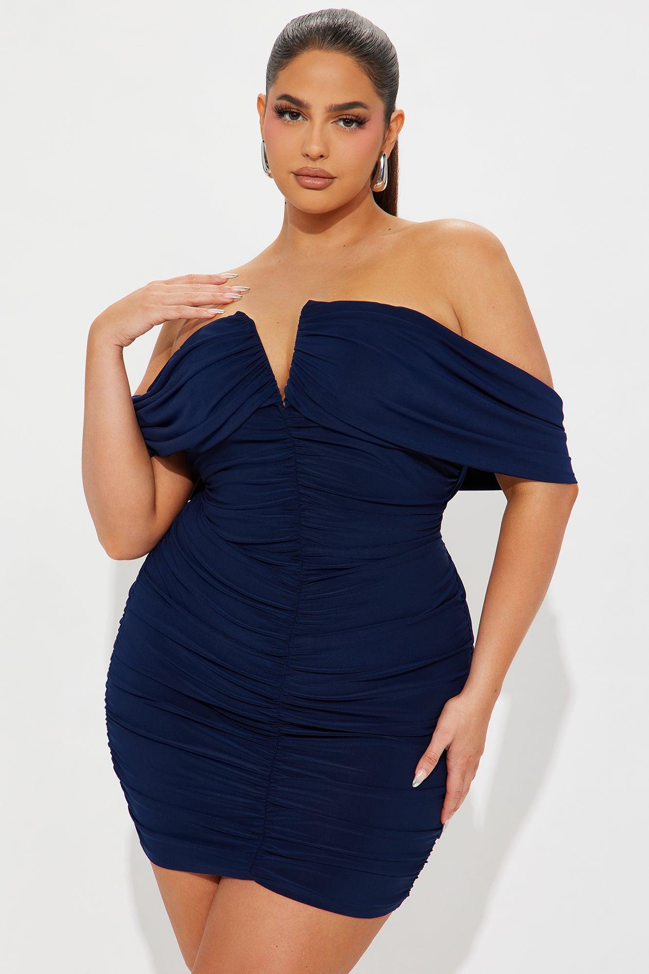 Tatiana Ruched Mini Dress - Navy Product Image