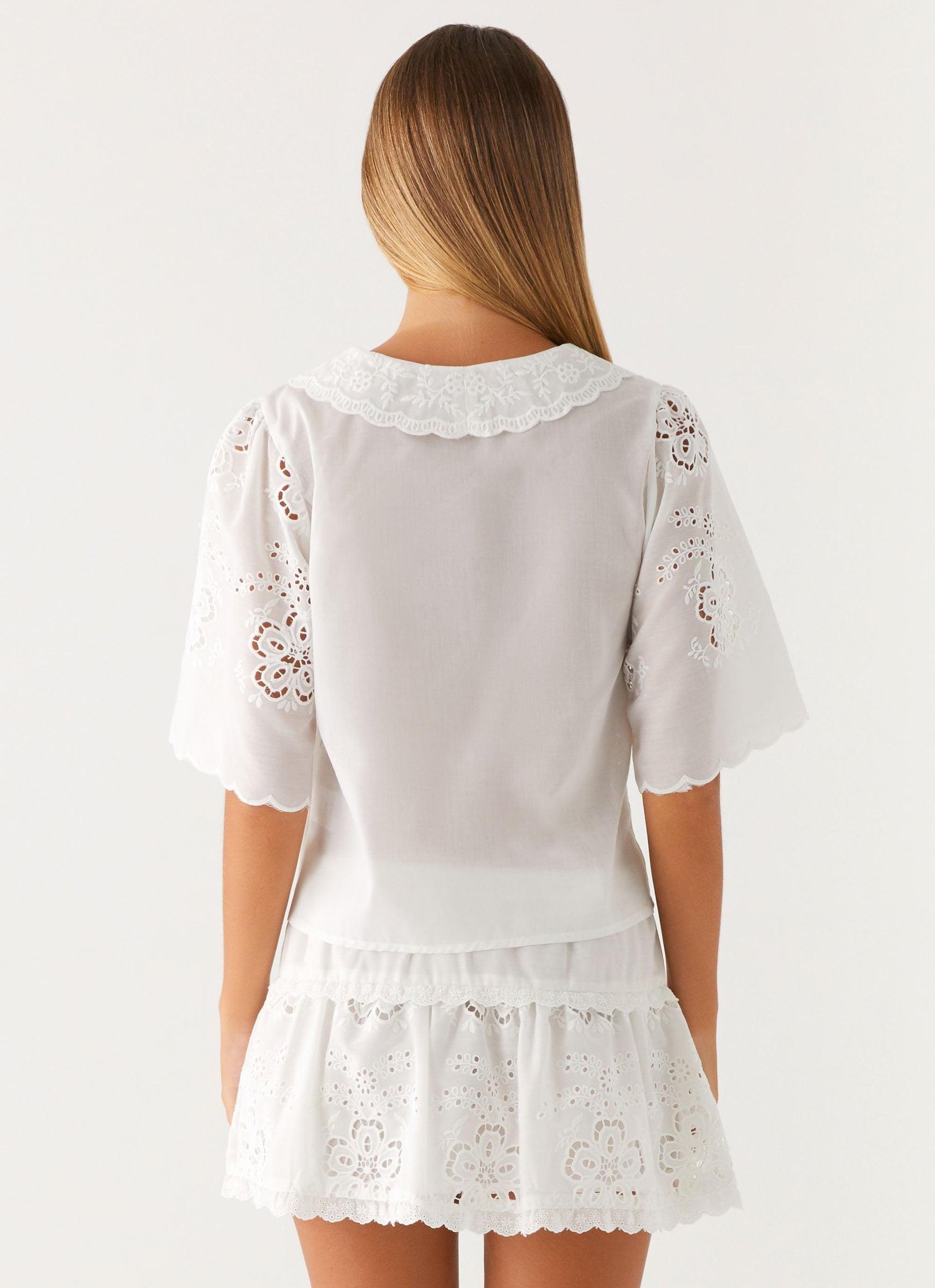 Summer Escape Embroidered Top - White Product Image