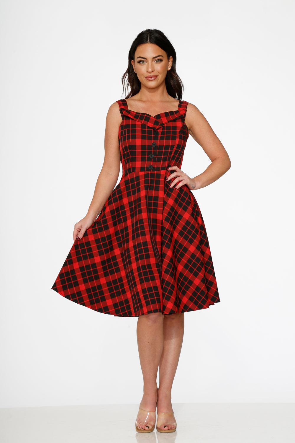 Red Plaid Swing Dress Product Image