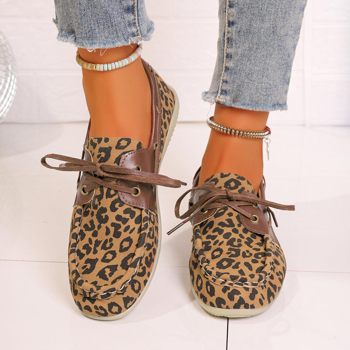 Lace Up Leopard Slip-Ons Product Image