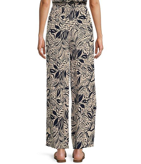 Angie Floral Print Mid Rise Elastic Waist Split Wide Leg Pants Product Image
