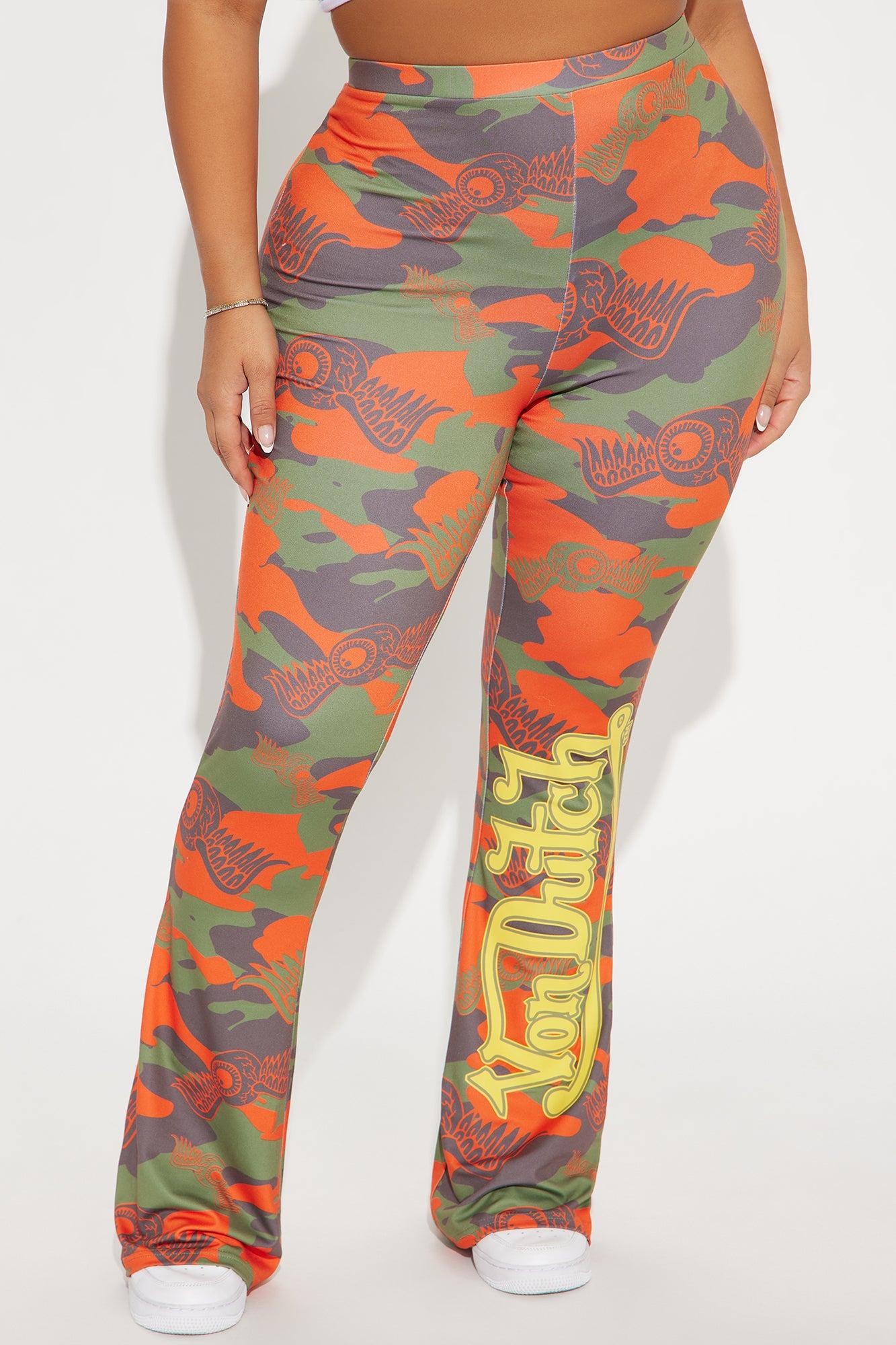 Von Dutch Embroidered Camo Flare Pant - Olive/combo Product Image