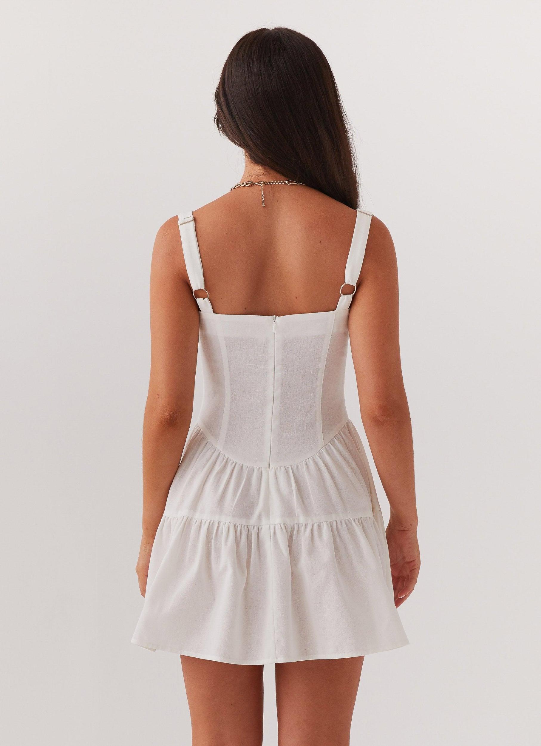 Lucie Linen Mini Dress - Ivory Product Image