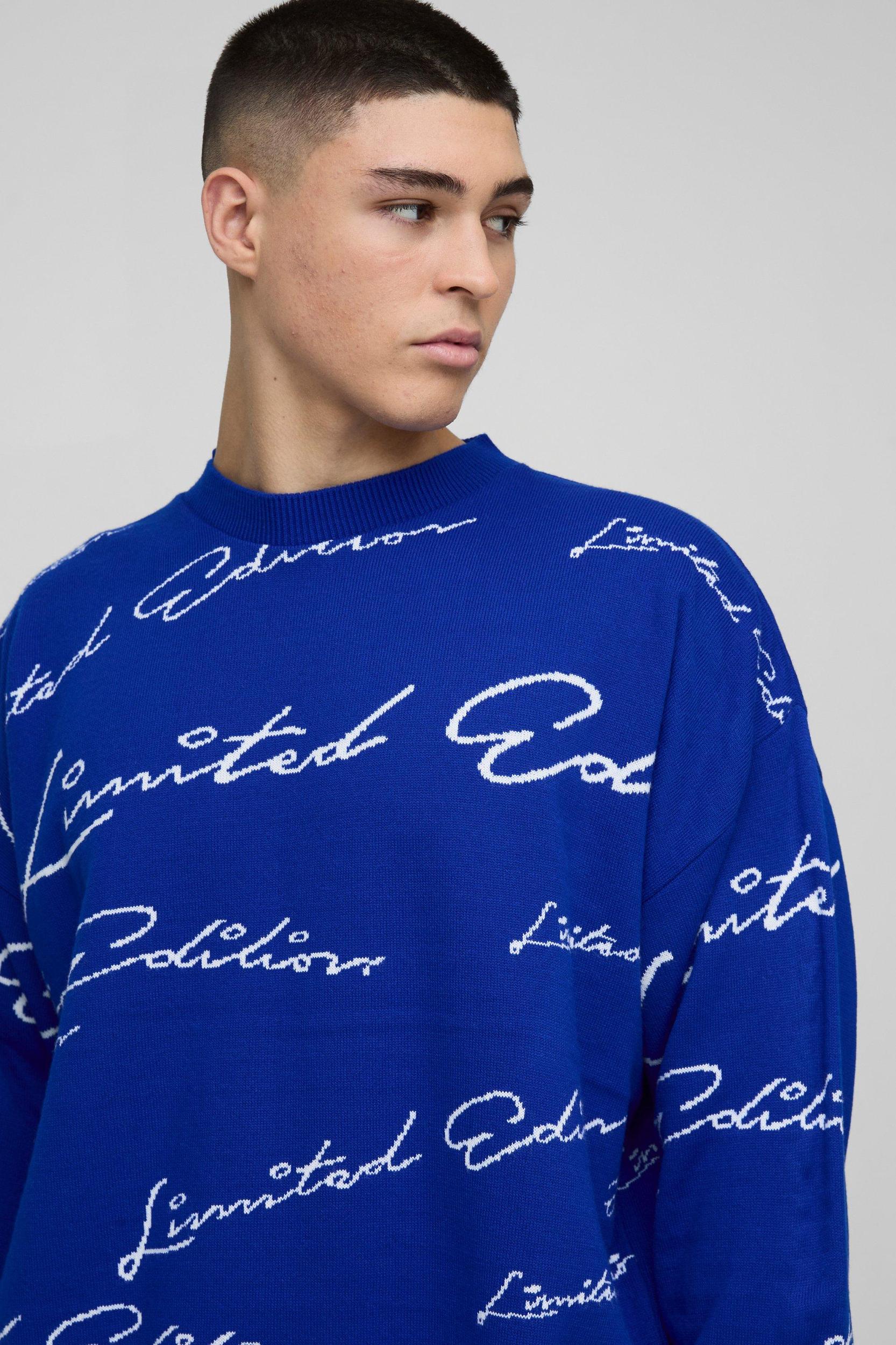 Oversized Limited Edition Knitted Sweater | boohooMAN USA Product Image