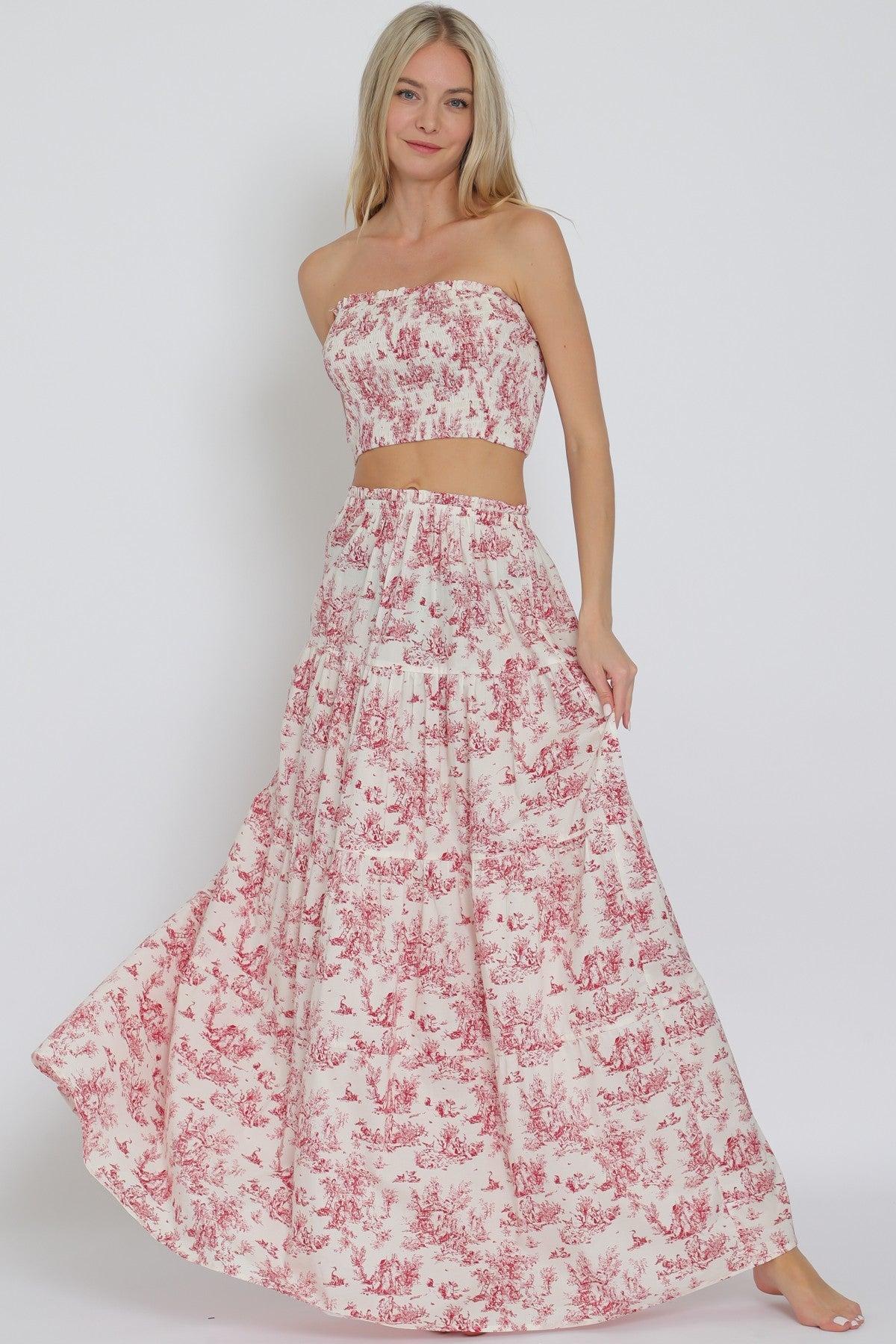 Shirred Print Tube Top Product Image