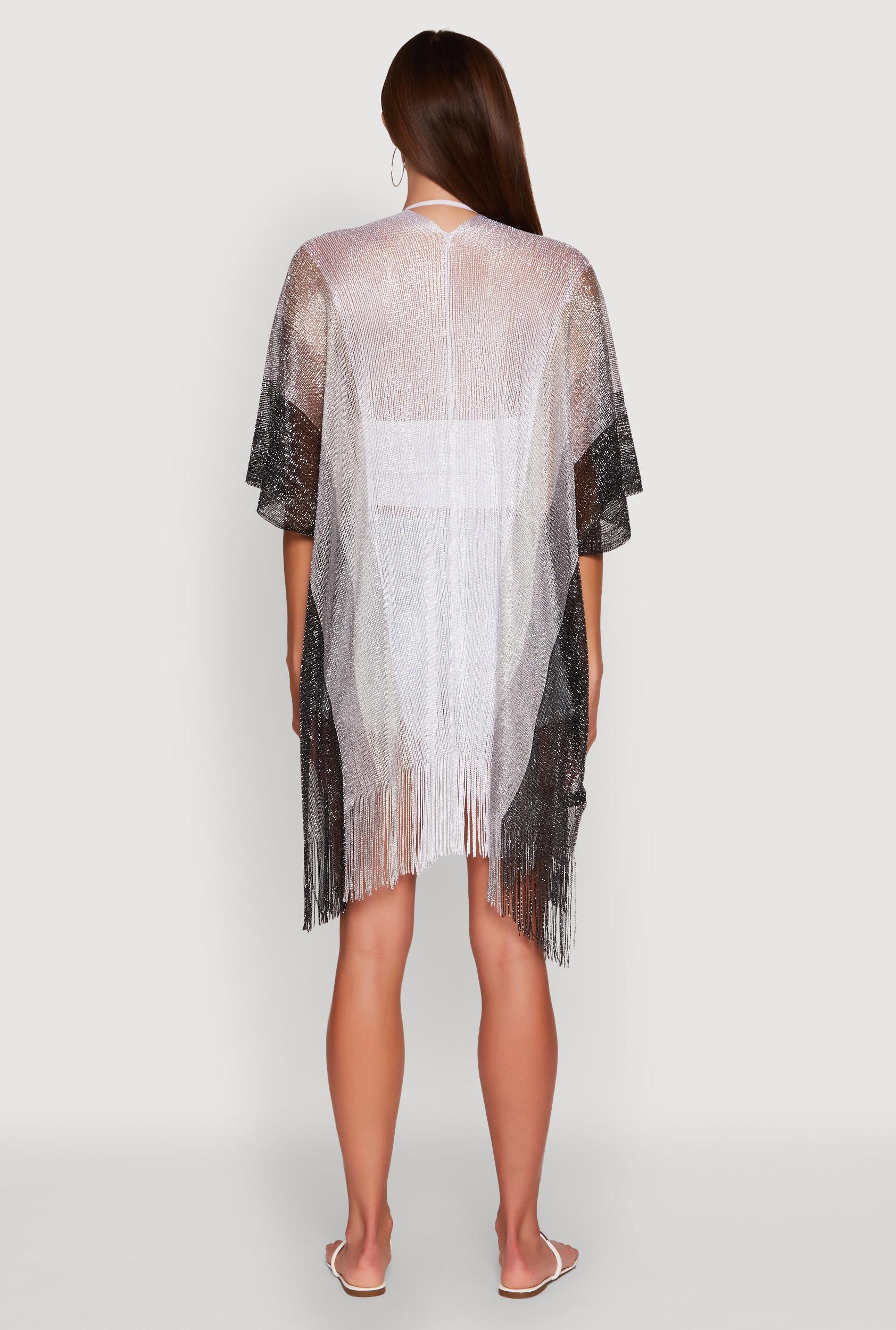 Trendy Fringe Hem Ombre Lurex Cover Up Female Product Image
