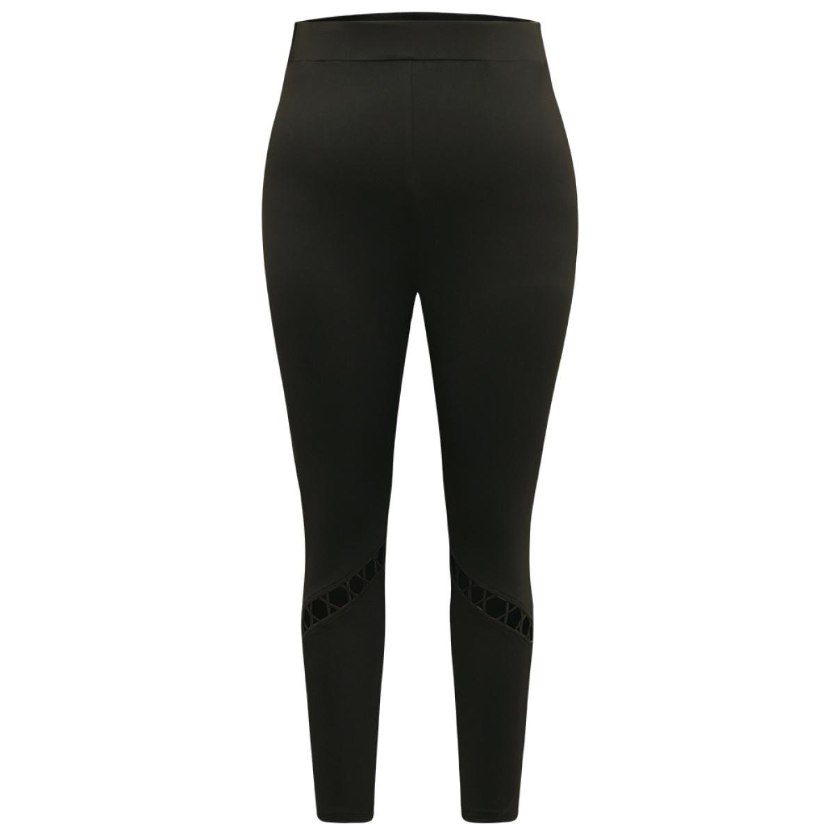 Plus Size Halloween Plain Cut Out Elastic Waist Leggings Women Black Elegant High stretch Skinny High Rise Festival-Halloween Leggings BloomChic 26/4X Product Image