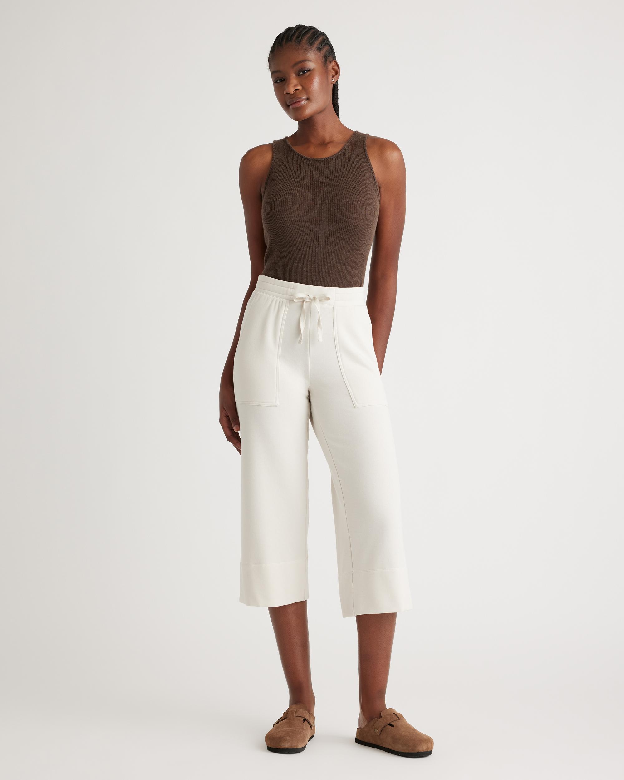 Quince | Women's SuperSoft Fleece Cropped Wide Leg Pants Size XL, Lenzing Modal Product Image