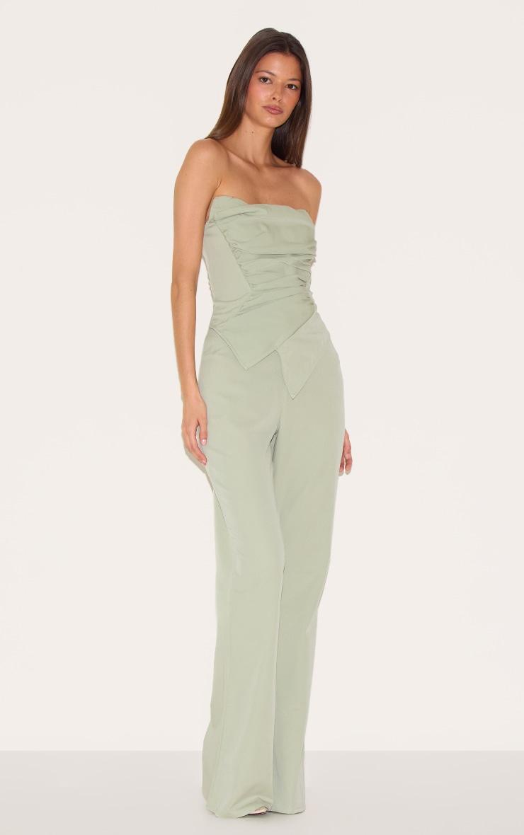 Sage Green Ruch Pointed Corset Bandeau Jumpsuit Product Image