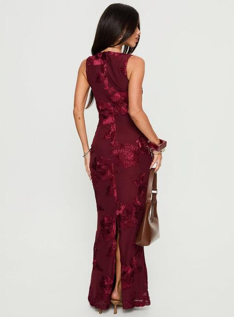 Fionna Floral Maxi Dress Burgundy Product Image