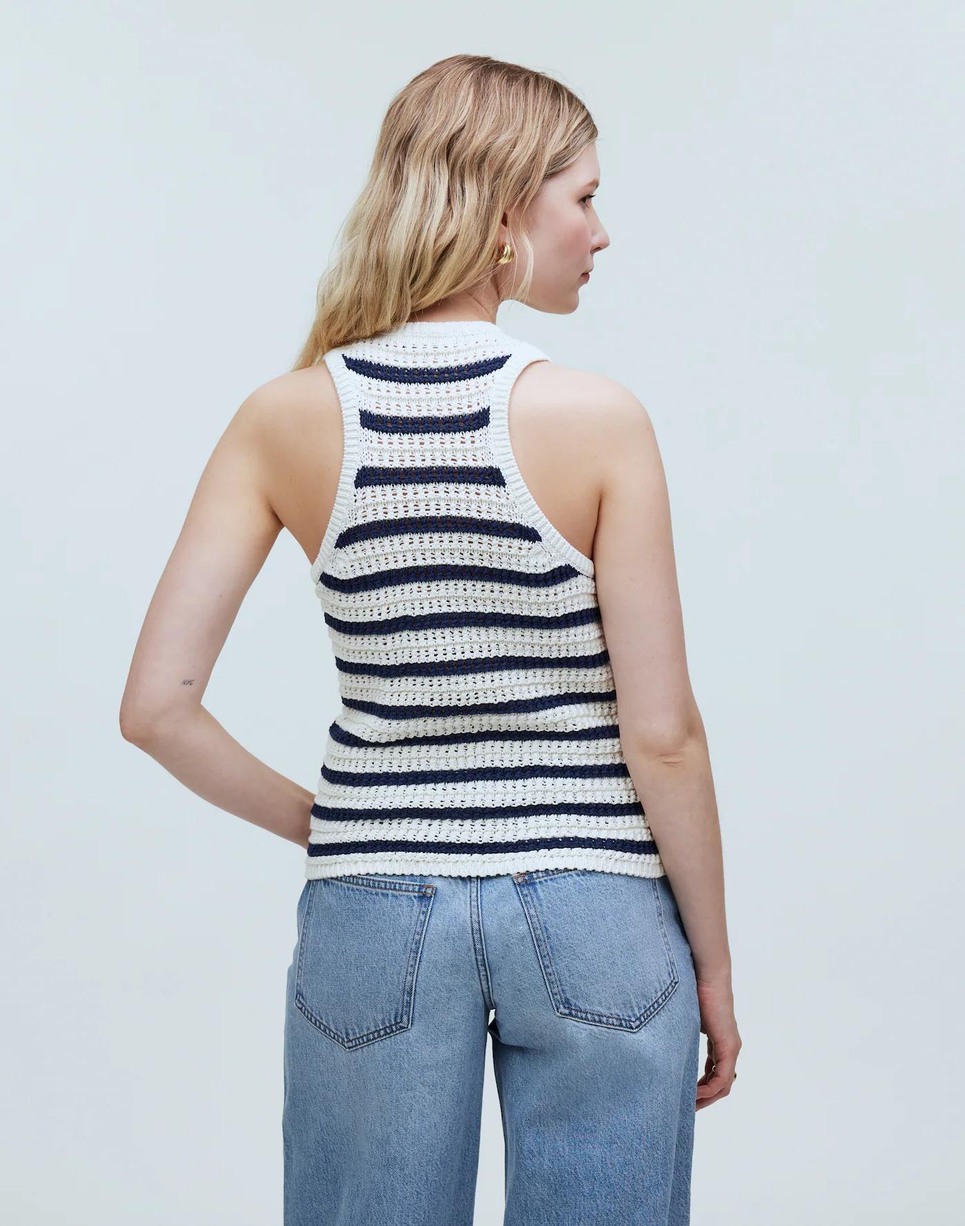 Crochet-Knit Crewneck Sweater Tank Product Image