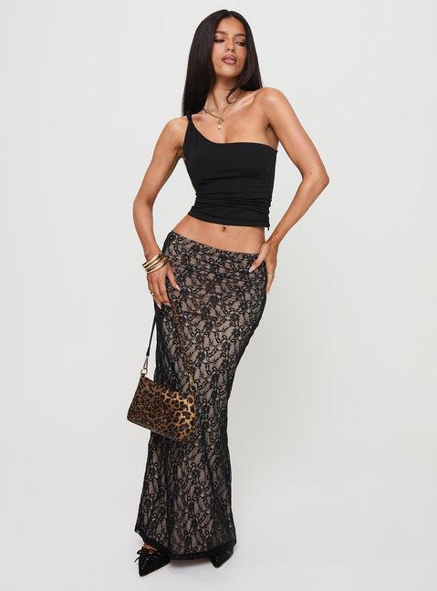 Lourenzia Lace Maxi Skirt Black / Nude Product Image